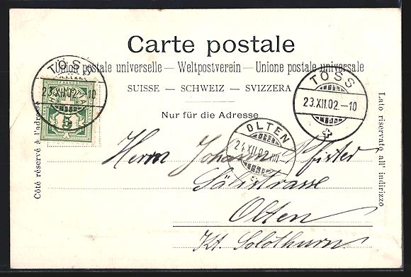 Cartoline postali: AK Uster, Schloss, Ortsansicht, 1902 – Usato da Berlin venduto da bartko-reher 1