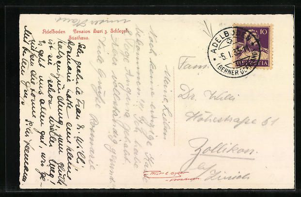 Cartoline postali: Adelboden, Pension Hari zum Schlegeli, S – Usato da Berlin venduto da bartko-reher 1