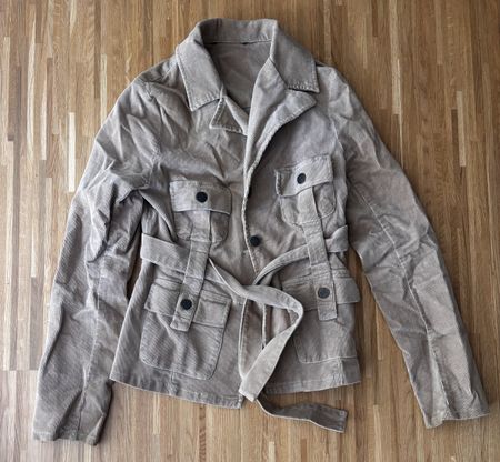 Beige Damen Cordjacke im Vintage-Look – Gr. XS