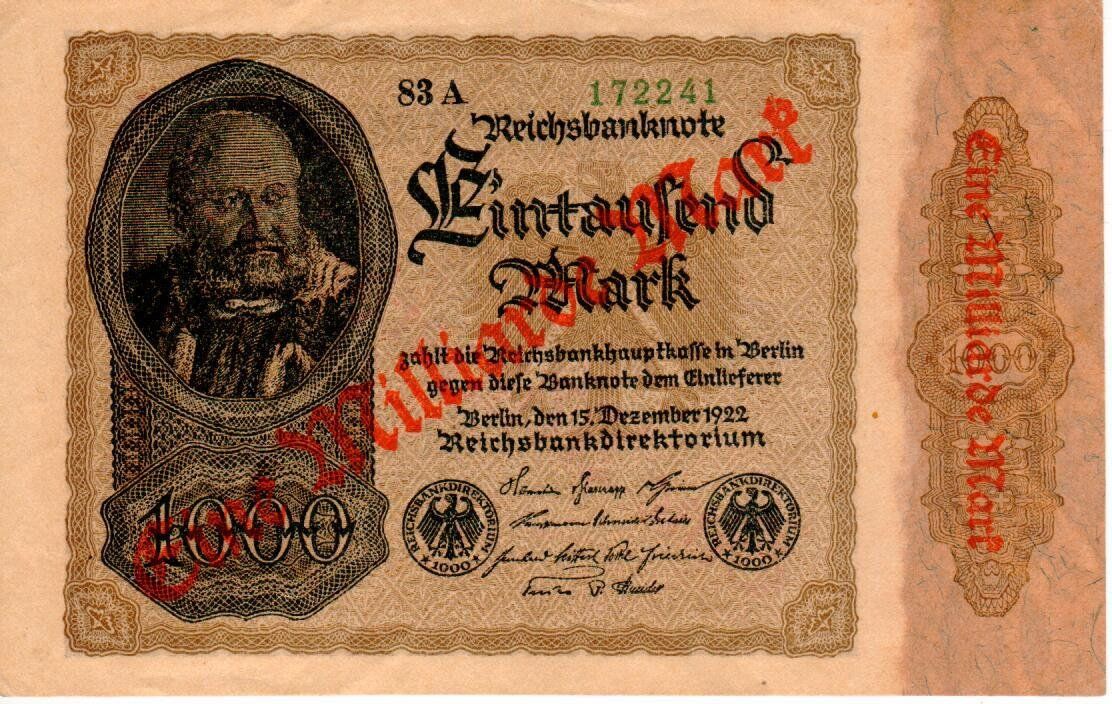 Banconote: Reichsbanknote Eintausend Mark 1922 – Usato da Wolhusen venduto da Curver9