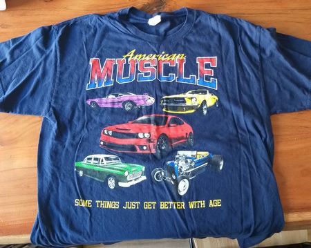 T-Shirt American Muscle Autos Grösse L dunkelblau navy blue