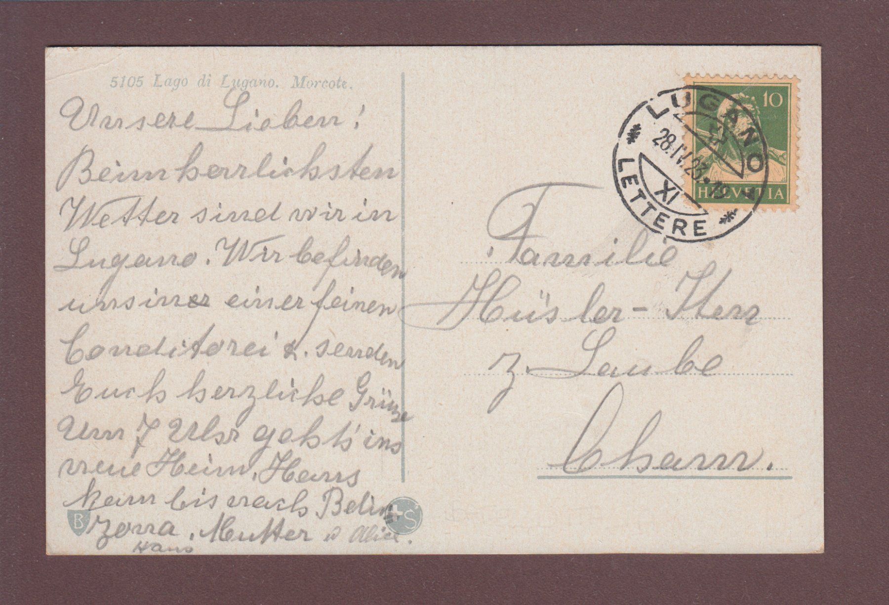 Cartoline postali: MORCOTE - Nave Italia - 1923 – Usato da Pully venduto da nicecards 1