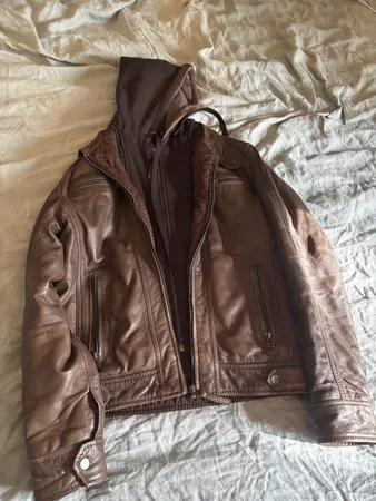 Lederjacke Serge Pariente braun mit Kapuze Grösse M
