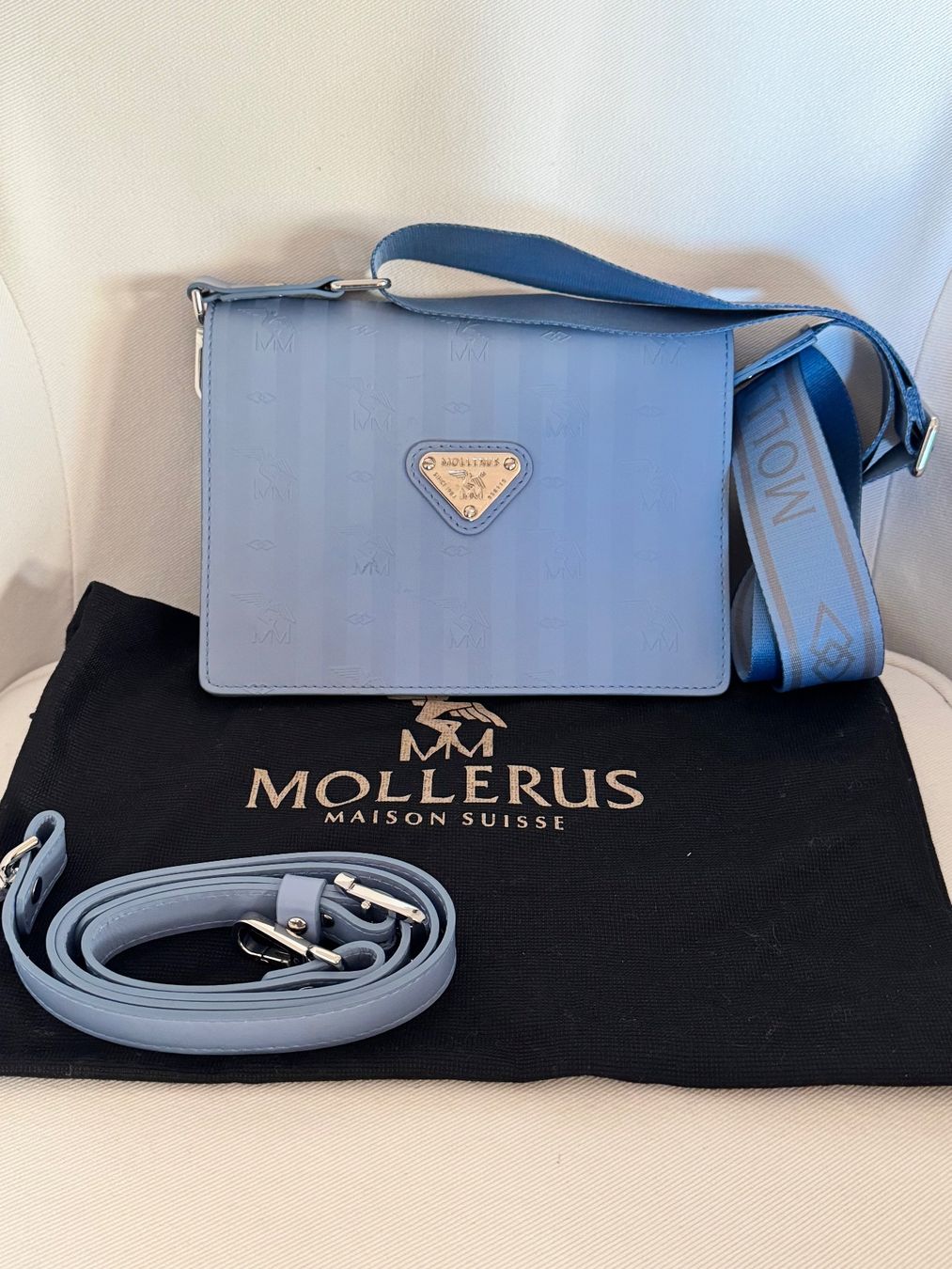 Maison Mollerus Borse da donna: MAISON MOLLERUS Umhängetasche MELIDE in hellblau – Usato da Horgen venduto da Dorastar