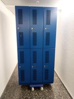 Garderobenschrank / Spind, Metall, blau, 6 Türen