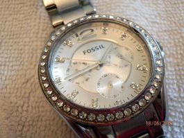 Fossil, Quartz, Damen, Zirkonia Steine, Ø 38mm, Glasschaden