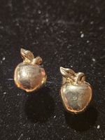 Ohrstecker Apfel Design goldfarben gebraucht