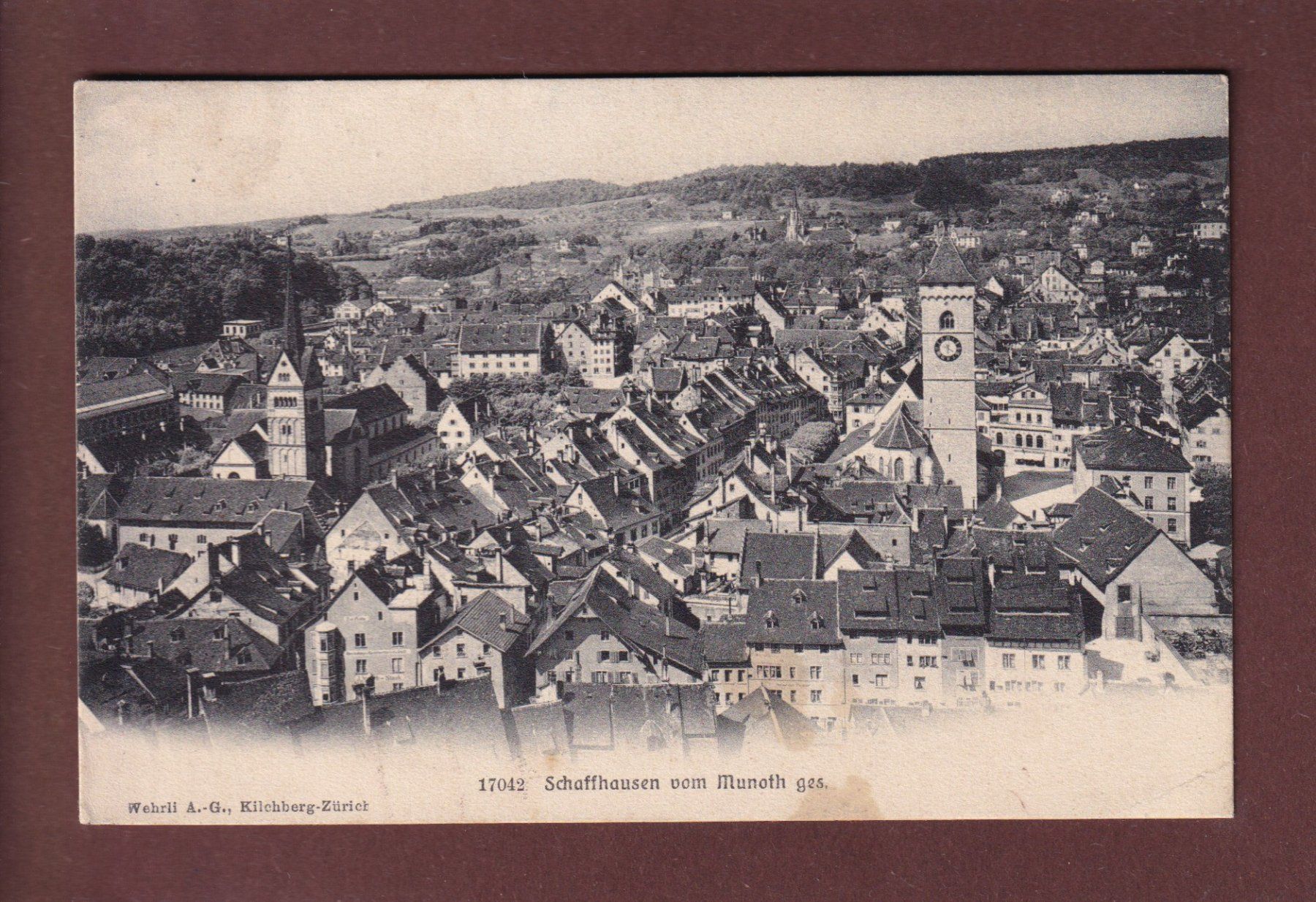 Cartoline postali: SCHAFFHAUSEN - Teilansicht - 1921 // Eckbug // – Usato da Pully venduto da nicecards