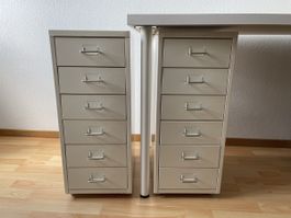IKEA HELMER Schubladenelement 2x, auf Rollen, weiß, 28x65 cm