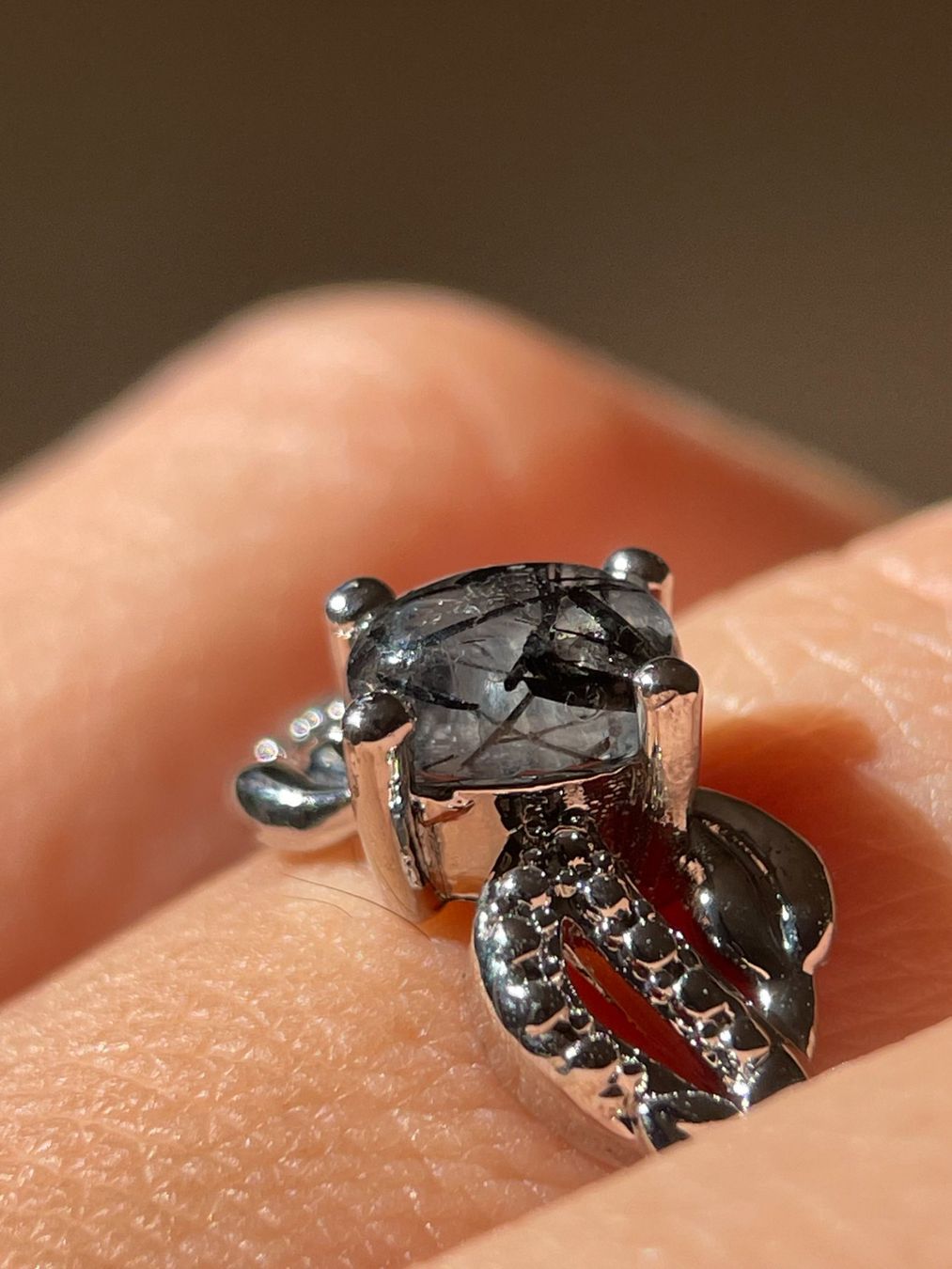 Bagues: 100 % echter schwarzer Rutilquarz-Ring – Edelsteinring. – Neuf avec emballage d'origine à Schiers par sisikristall 1