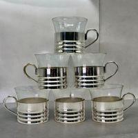 6 Verres à thé SIGG argentés vintage Suisse années 60