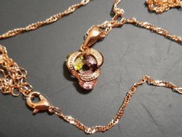 Anhänger mit Zirkonia, vergoldet 585, 4g, 42cm Kette