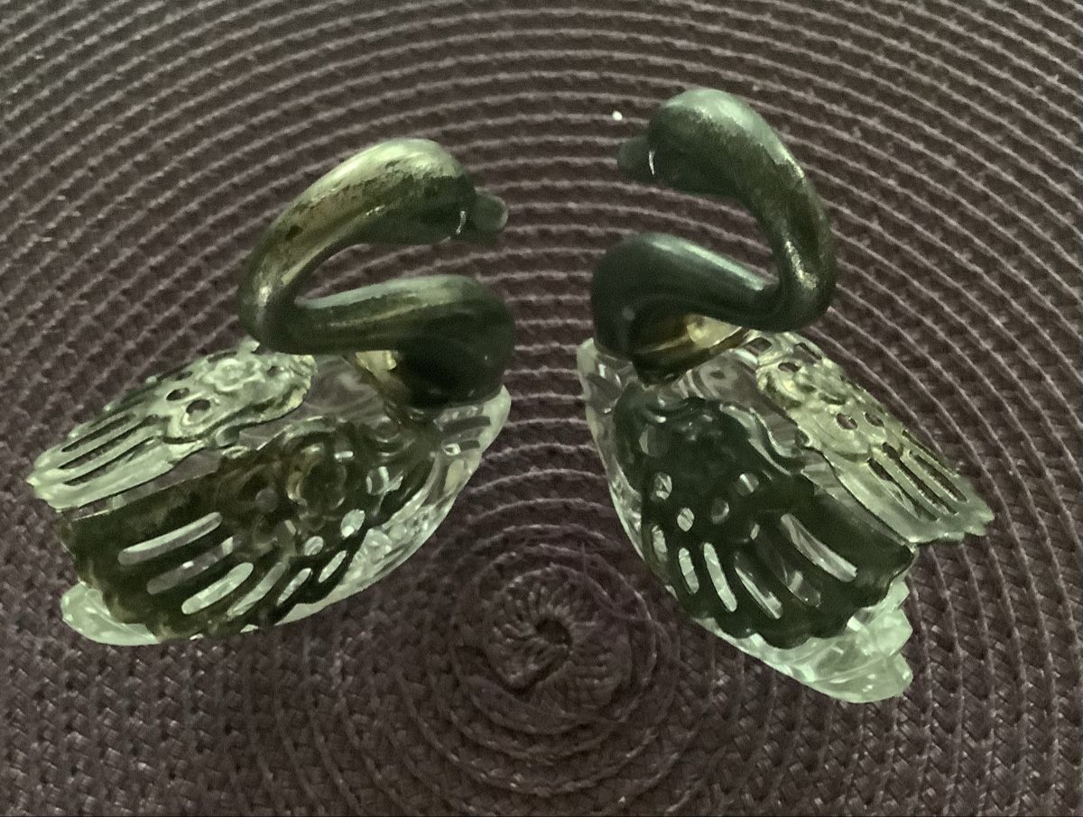 Figuren: 2 VINTAGE SCHWÄNE GLAS, METALL – Gebraucht aus Adlikon b.Regensdorf von Crystaldragon09 4
