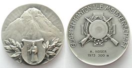 GLARUS 1973 KANTONALE MEISTERSCHAF Schützenmedaille 50mm