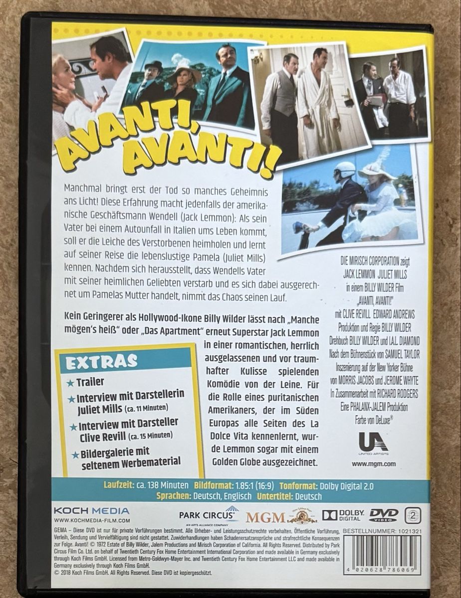 Alle DVDs: AVANTI, AVANTI ! – Neu (gemäss Beschreibung) aus Dietikon von AndreaSch01 1