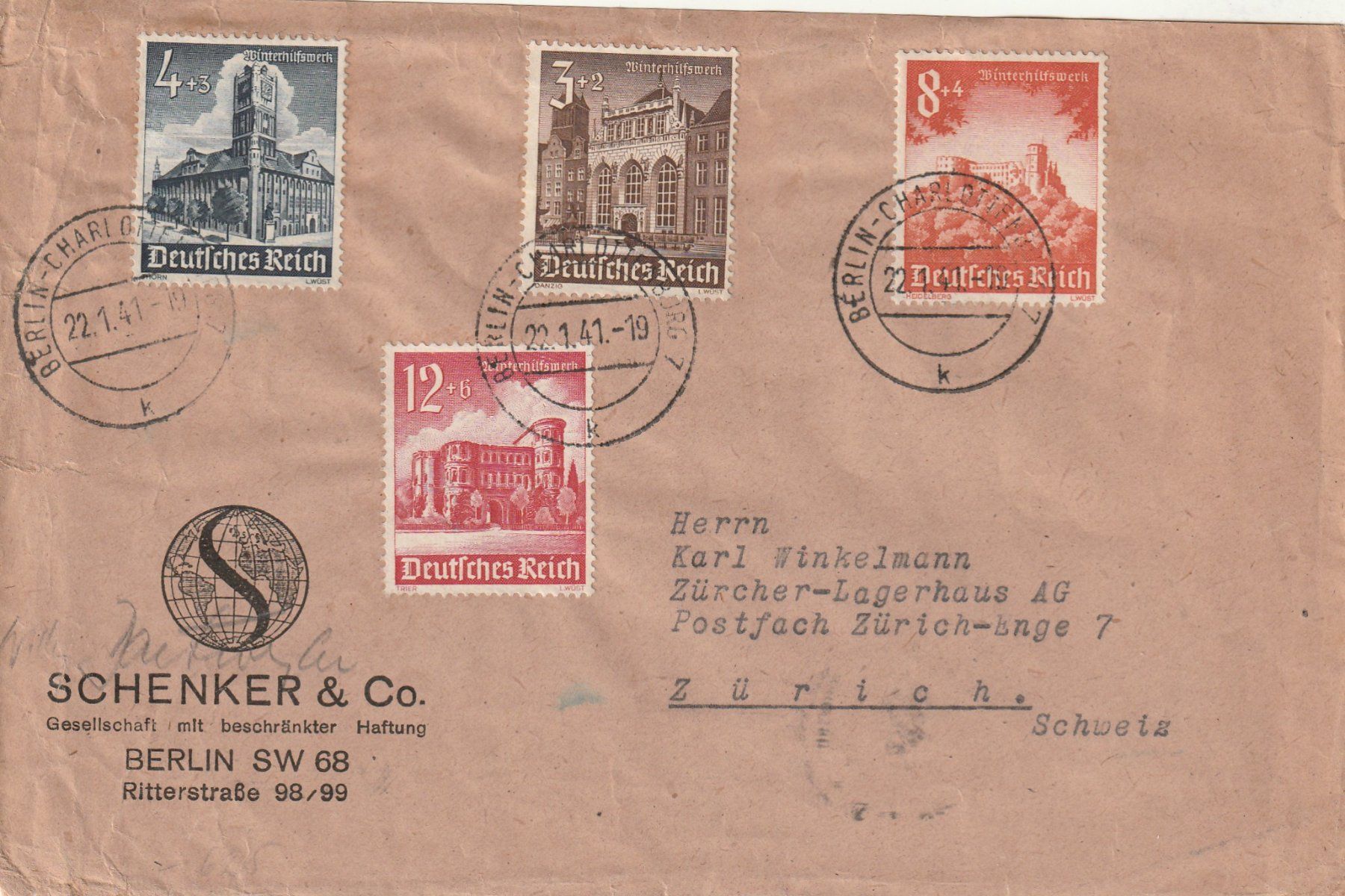 Tous les timbres: Deutsches Reich Brief mit Zensur 1941 – D'occasion à Rorschacherberg par fratovi2