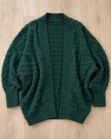Damen Strickjacke in Dunkelgrün mit Strukturmuster neu