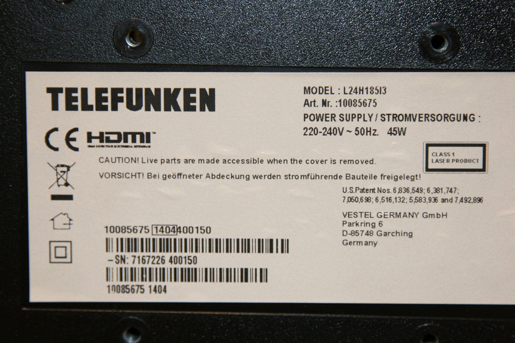 Telefunken Televisori: Telefunken LCD Fernseher 24" mit eingebautem DVD-Player – Usato da Büren an der Aare venduto da Sabinem71 9