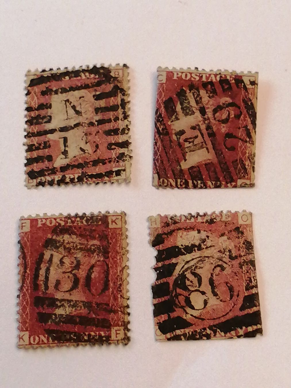 Tutti i francobolli: 4mal One Penny Reds 1864 bis 81 – Usato da Happerswil venduto da tschergi