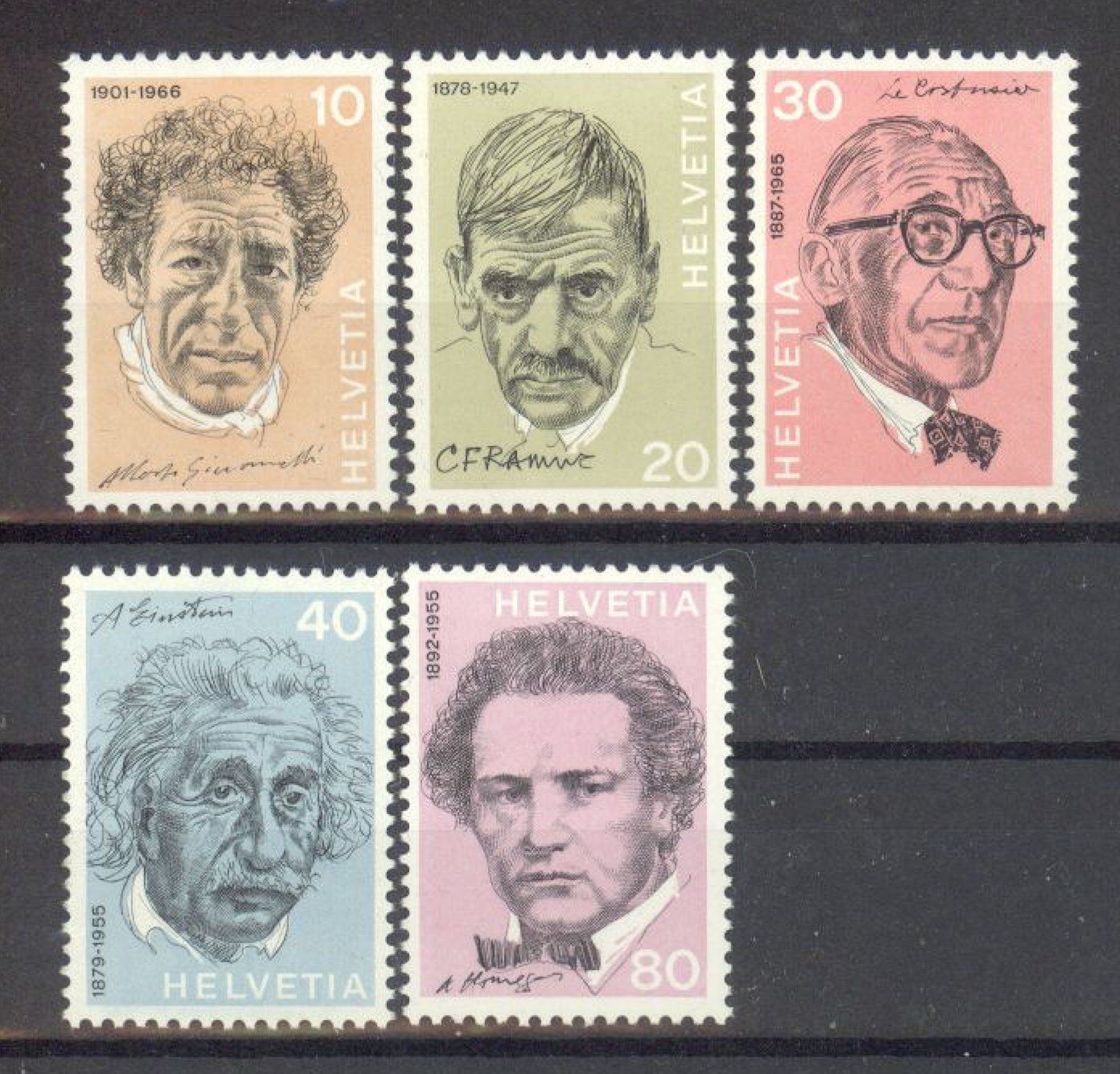 Alle Briefmarken: 1972, Nr.511–515, Portaitmarken ** – Gebraucht aus Willisau von Vollstempel
