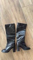 Leather boots black knee high used condition