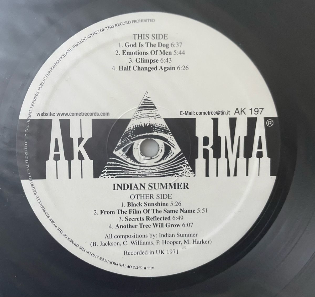 Dischi in vinile: Indian Summer - Same - AKARMA Vinyl LP – Usato da Olten venduto da Bluespapst 3