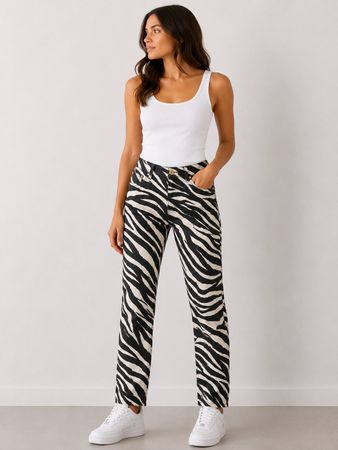 H&M Zebra Jeans Slim Fit Animal Print Gr. 40