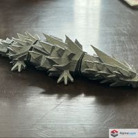 Diamond Dragon Articulated 3D Printed Toy Light Grey