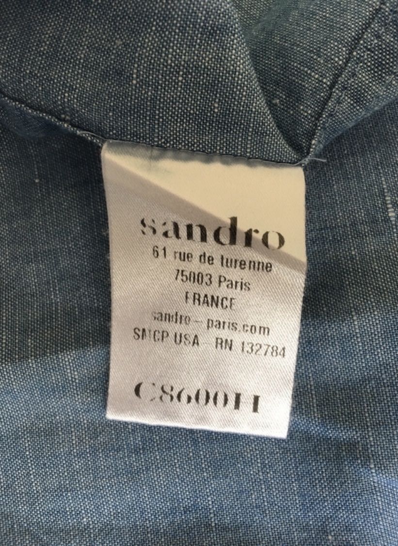 Sandro Camicette: Sandro Jeanshemd Gr. 1 Batikmuster Western Style Bluse – Usato da Zürich venduto da MonGusta 3