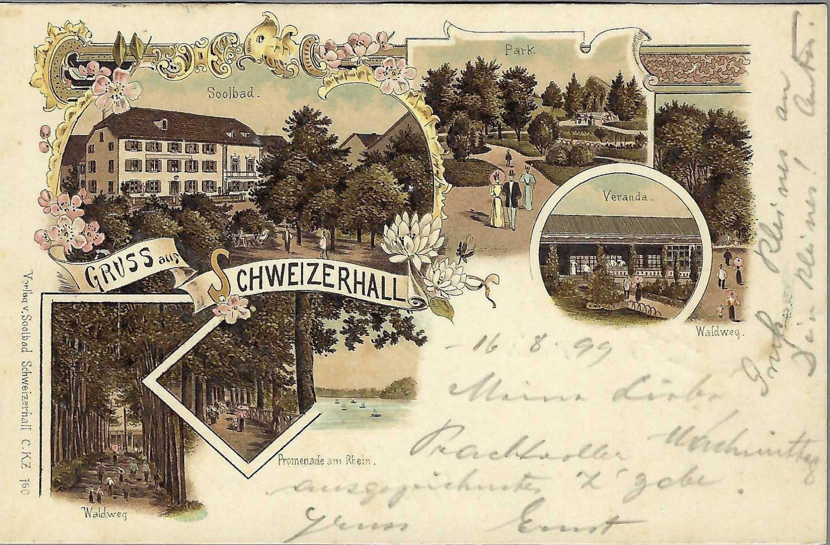 Cartoline postali: SCHWEIZERHALLE, SCHÖNE LITO, 0 1899 – Usato da Pura venduto da ulisse1957