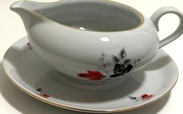 Saucière Porzellan weiss Dekor Blumen Goldrand WAWEL Polen