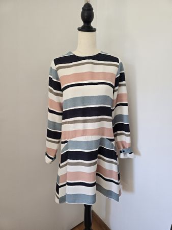 Zara Basic Gestreiftes Kleid Gr. M – Mehrfarbig Pastell 