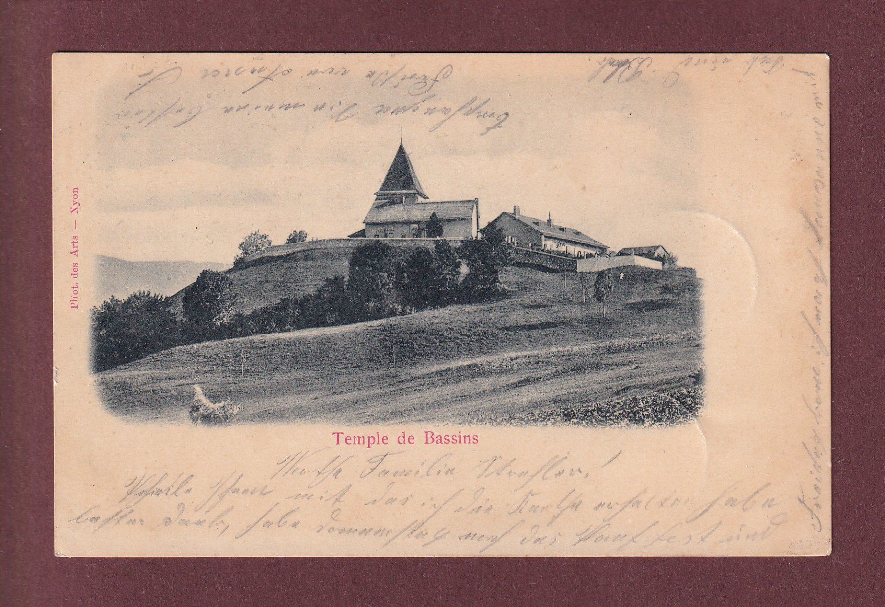 Cartoline postali: Temple de BASSINS - 1901 – Usato da Pully venduto da nicecards