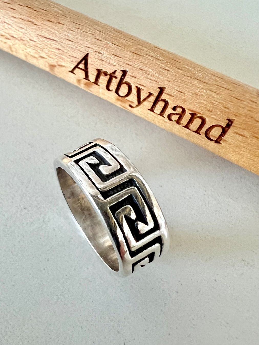 Ringe: Silber 925 Band Ring oder Zehenring Meander-Design 6mm G47 – Gebraucht aus Ruswil von artbyhand 4