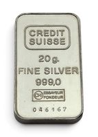 Credit Suisse Silberbarren 20g 999 nummeriert Vintage