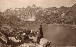 Lac et chiens du Grand Saint Bernard