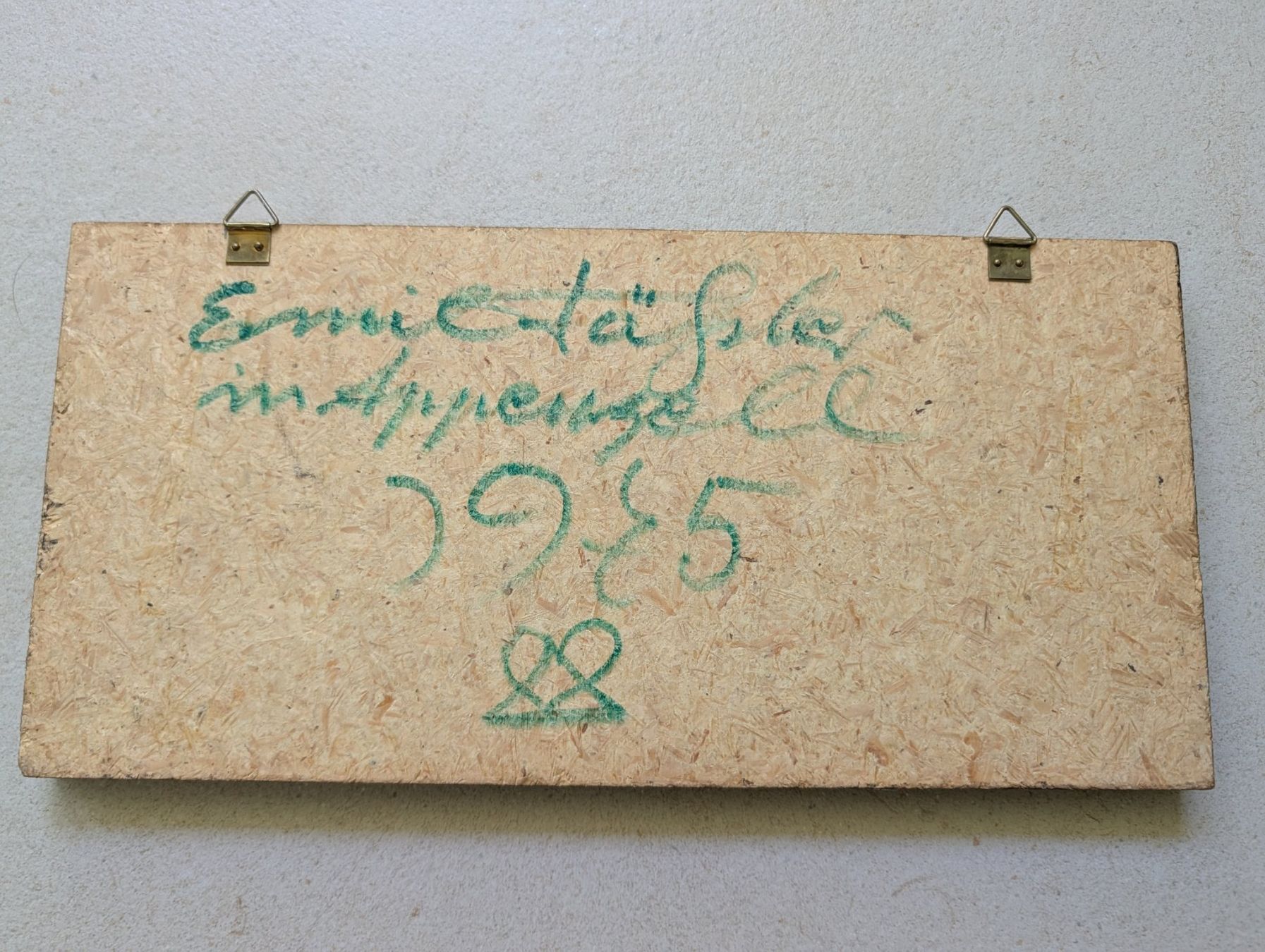 Dipinti: Emil Fässler 1985, Bleiplattenbild 29x14cm – Usato da Meggen venduto da banduga 1