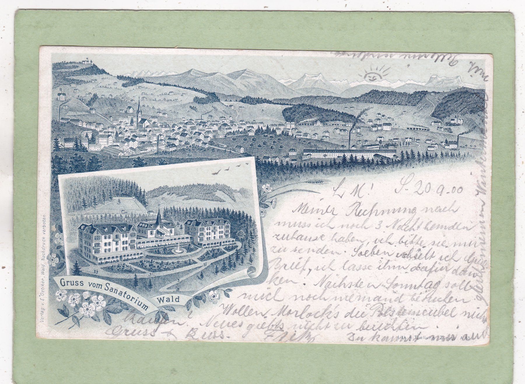 Ansichtskarten: Gruss vom Sanatorium Wald 1900 – Gebraucht aus Herisau von Lisegrat2008