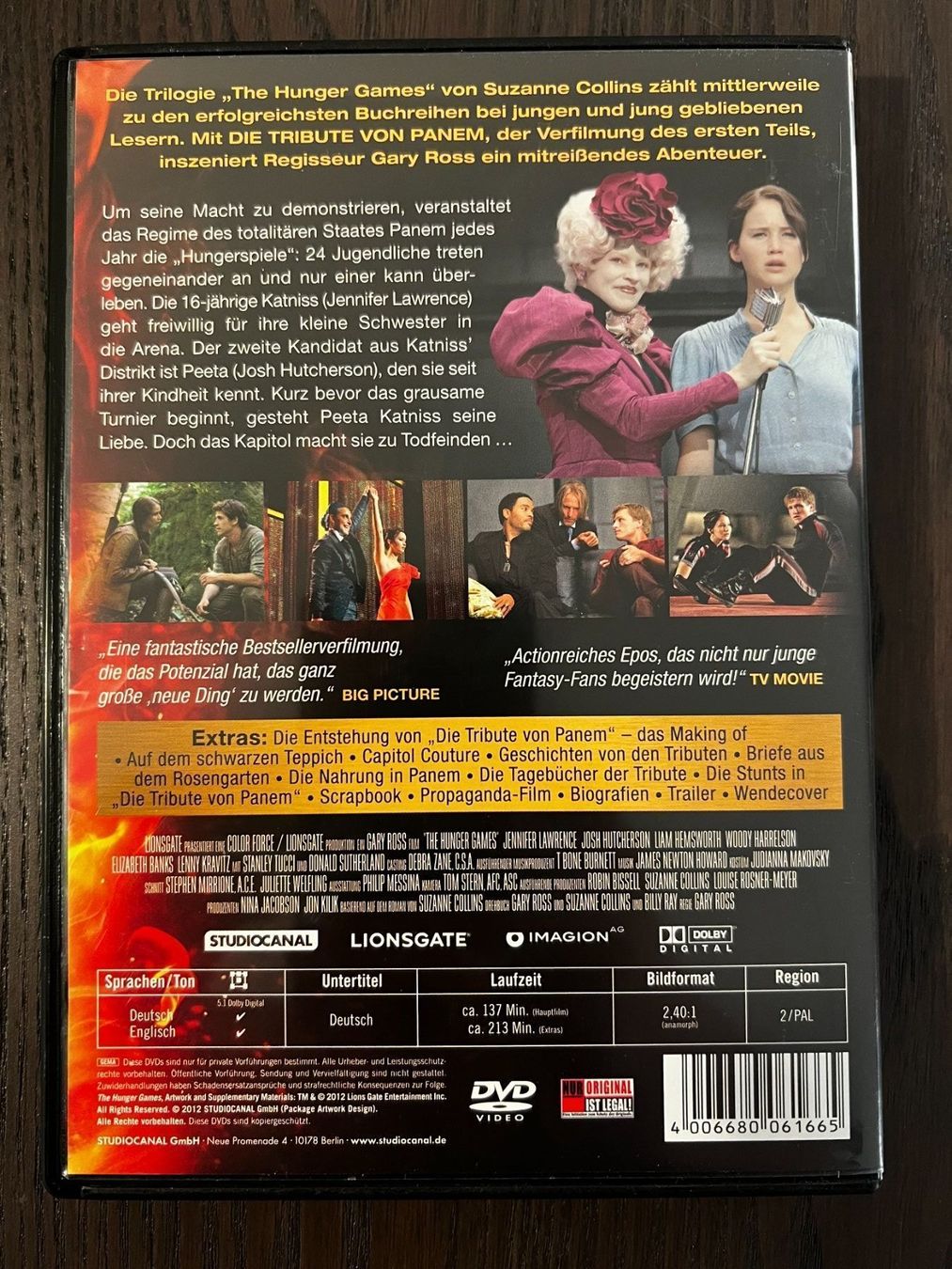 Tutti i DVDs: Die Tribute von Panem - The Hunger Games – Usato da Zürich venduto da FilmFreunde 1