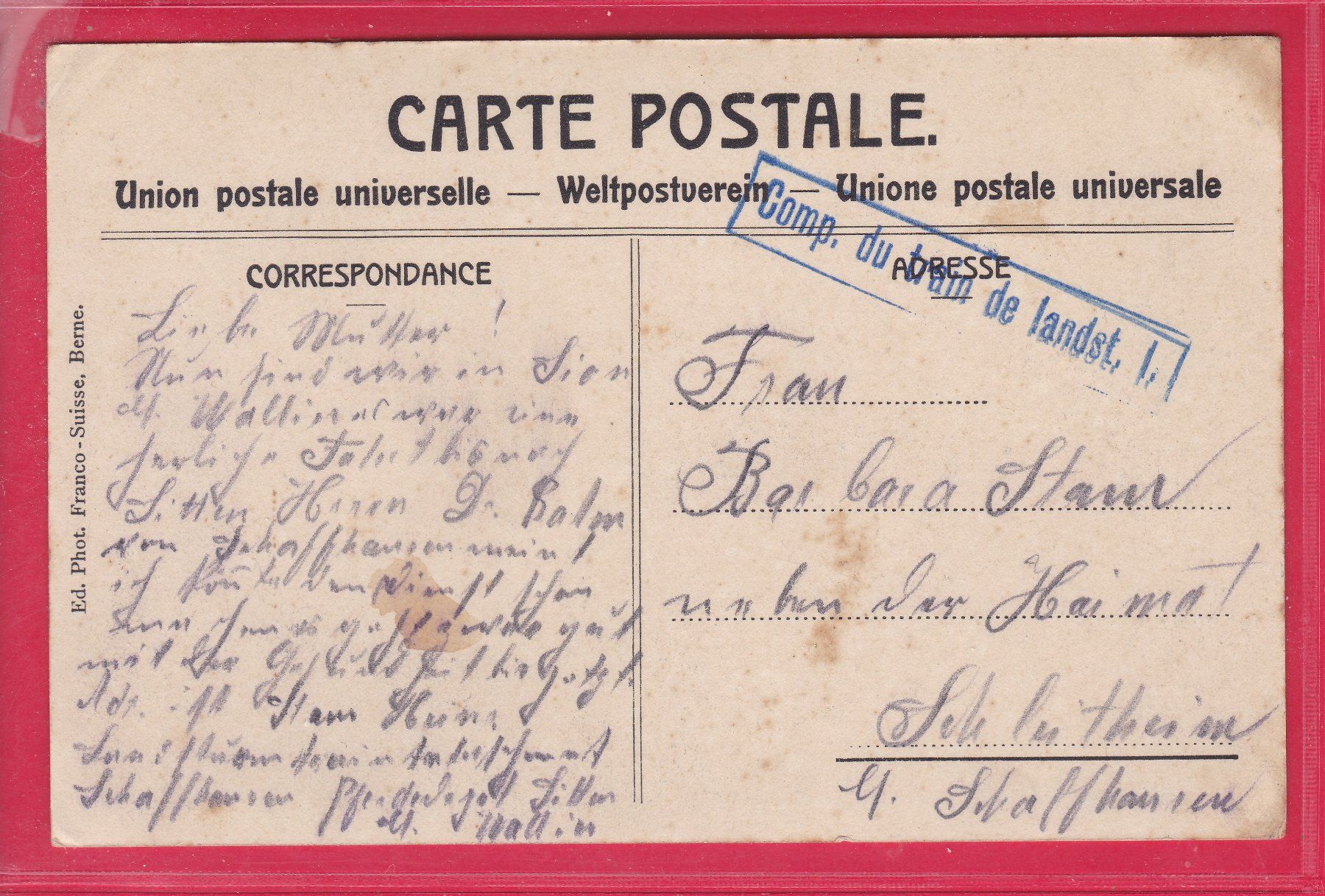 Cartoline postali: SION - L'EVECHÉ, FELDPOST – Usato da Oberrieden venduto da Gebirgsstelze 1