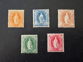 Stehende Helvetia 1907, 94A-99A, Auswahl, postfrisch