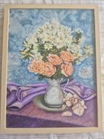Oelbild Blumen in Vase signiert gerahmt 1995 gut