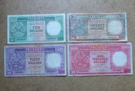 Lot ++ 4 Stück alte Banknoten Hong Kong