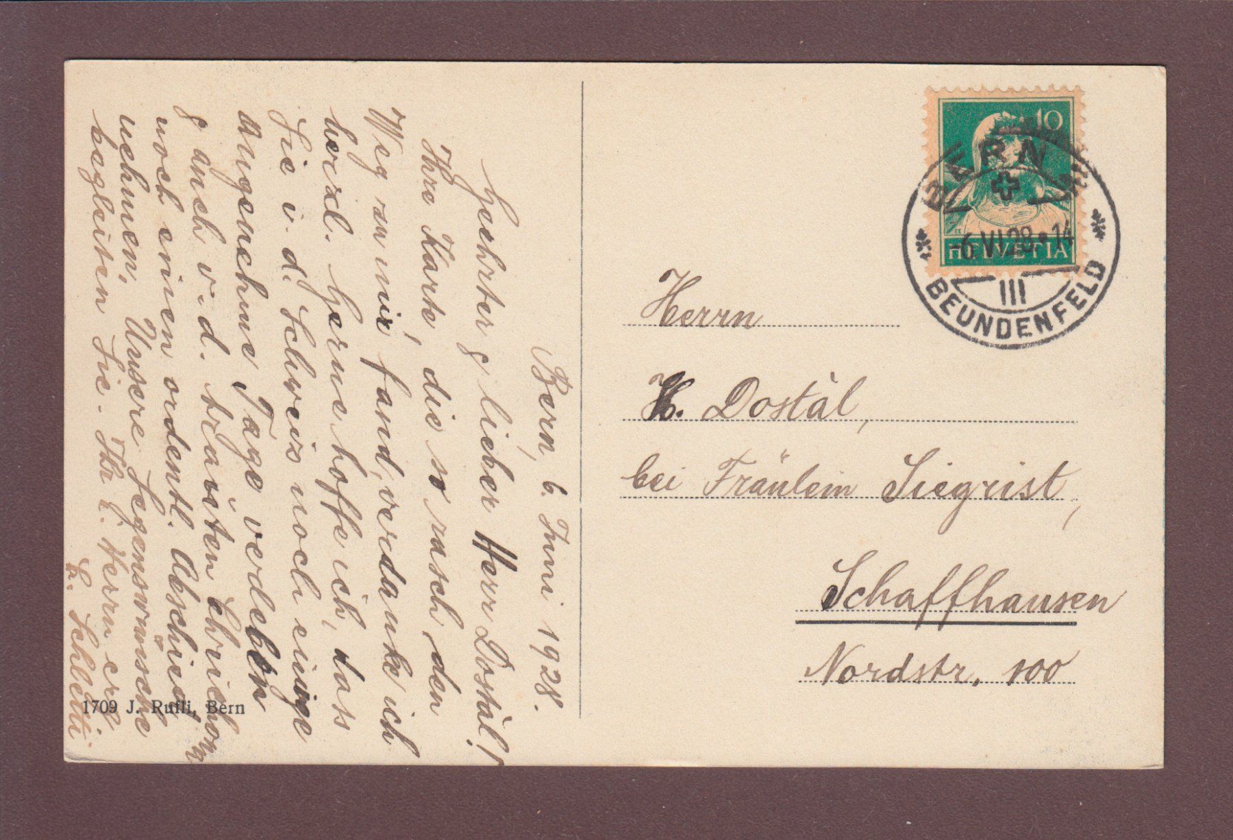 Cartoline postali: BERN - Johanneskirche - 1928 – Usato da Pully venduto da nicecards 1
