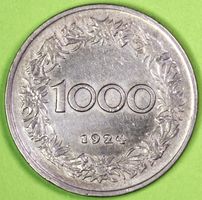 1924 / OESTERREICH / 1000 KRONEN - MÜNZE / SEHR GUT ERHALTEN