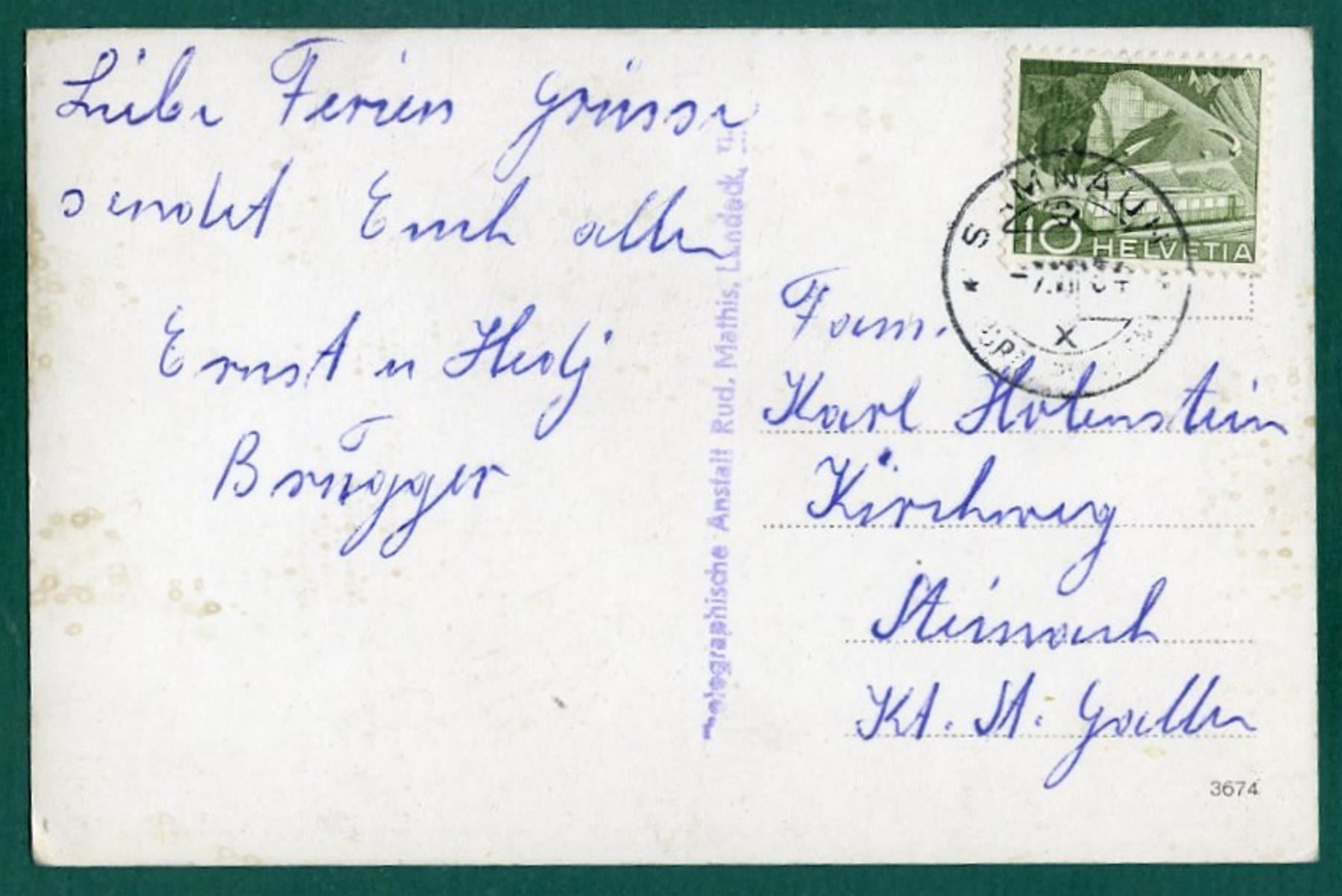 Cartoline postali: Samnaun mit Stammerspitze, 1954, gelaufen – Usato da Sargans venduto da Hausi1951 1