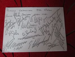 EHC KLOTEN EISHOCKEY TEAM 1981/82 DRUCKAUTOGRAMME ANTIK