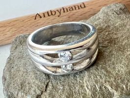 925 Silber Ring 925 mit Zirkonia - modernes Design - Gr 54