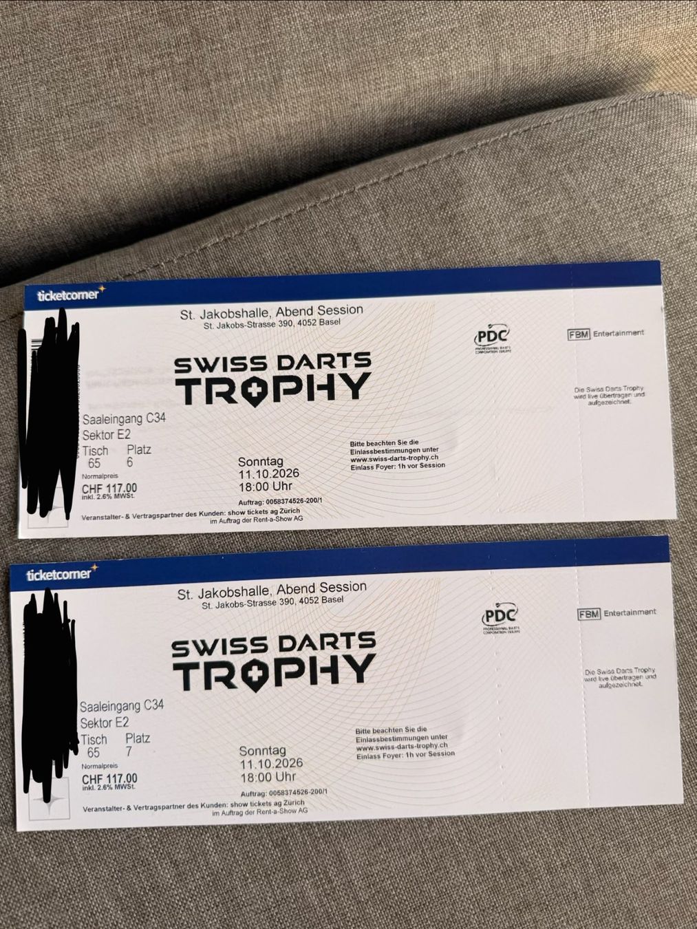 Billets: SWISS DARTS TROPHY 2026 – Neuf (Voir description) à Lausen par man_97xv 1