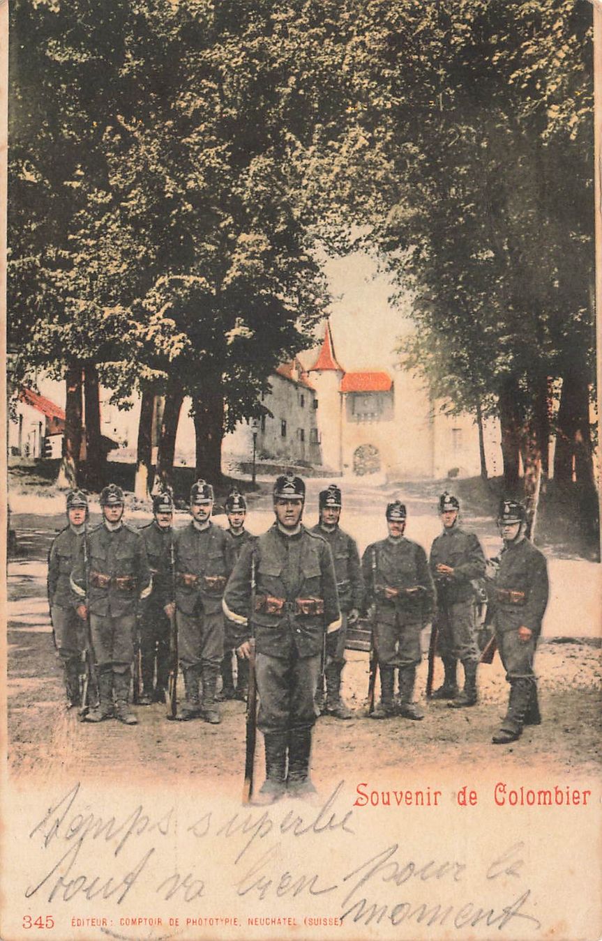 Cartoline postali: Colombier Milvignes NE Schweizer Militär – Usato da Biasca venduto da Blenio71